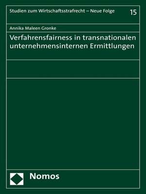 cover image of Verfahrensfairness in transnationalen unternehmensinternen Ermittlungen